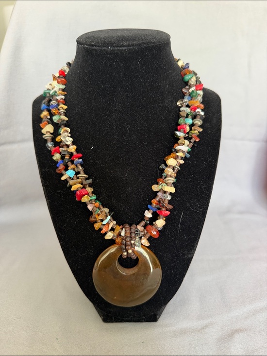 Coldwater Creek Jewelry - Coldwater Creek Vintage Gemstone Chip Multi-Strand Statement Boho Necklace